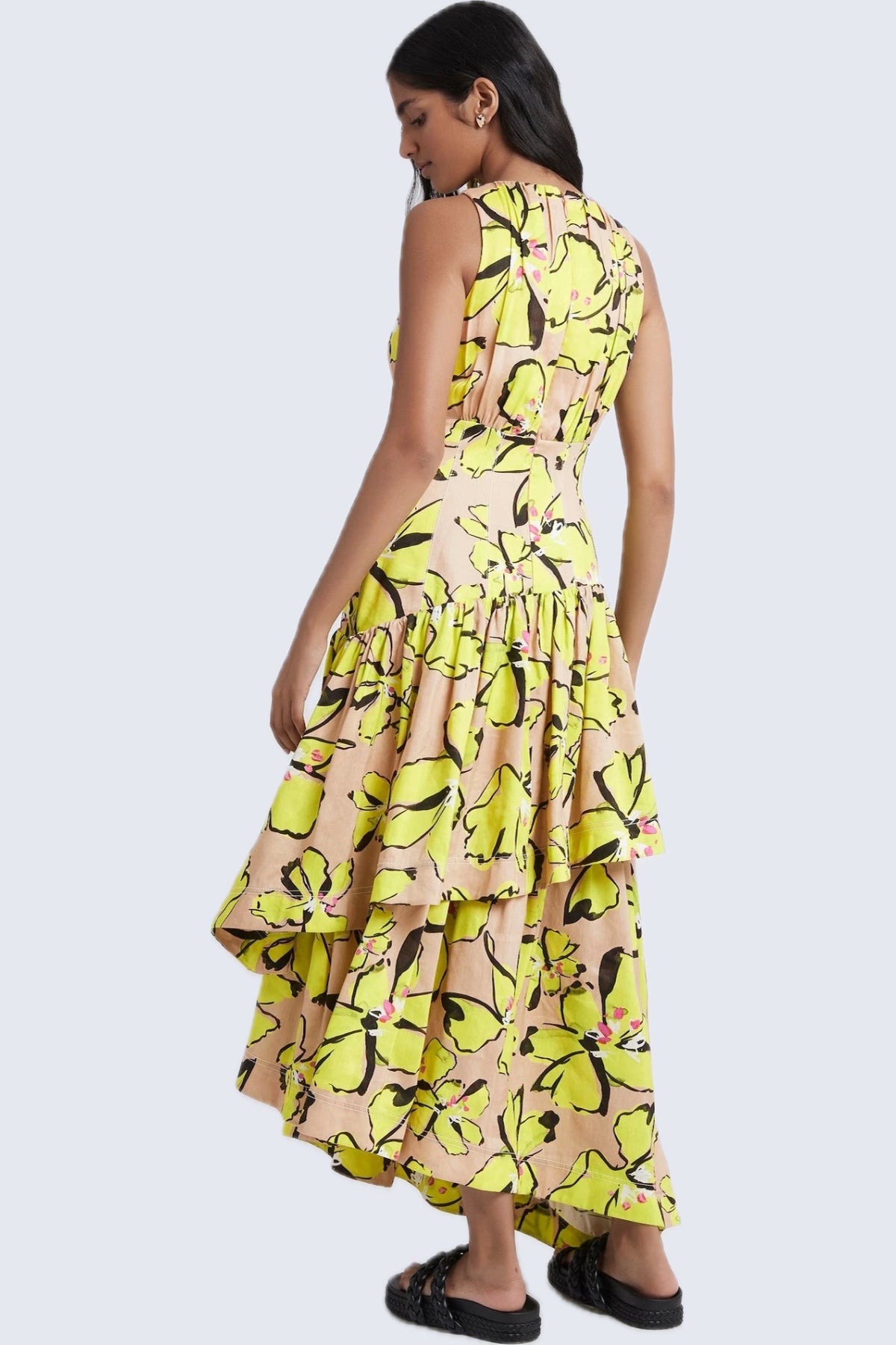 AJE - Citrus Racer Asymmetrical Tiered Dress